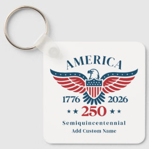 America 250 Bald Eagle Custom Name Minimalist   Keychain