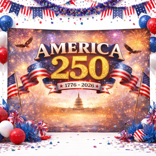 America 250 Banner with Fireworks (Creator Uploaded)