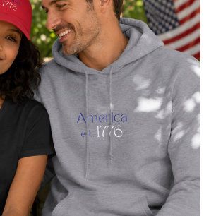 America 250 Birthday est 1776 Typography Grey Hoodie