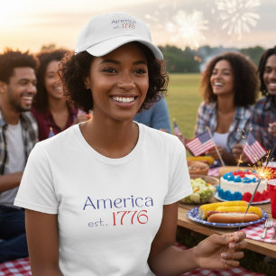 America 250 Birthday est 1776 Typography Red Blue T-Shirt