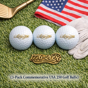 America 250 Commemorative Gold Script Golf Balls