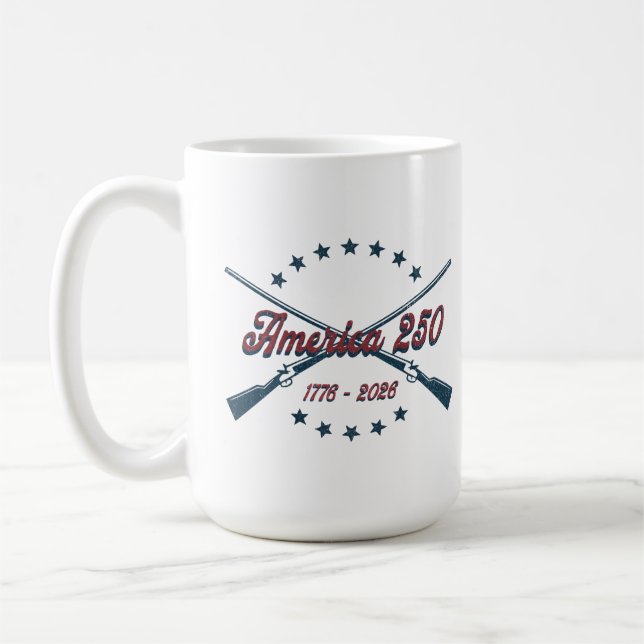 America 250 Crossed Rifles Patriotic 1776-2026 Coffee Mug (Left)