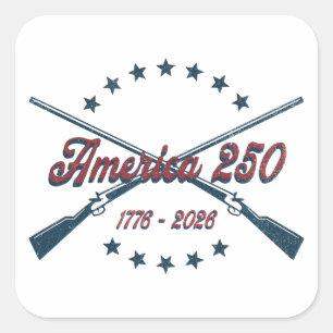 America 250 Crossed Rifles Patriotic 1776-2026 Square Sticker