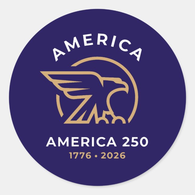 America 250 Eagle Emblem 1776–2026 Patriotic Classic Round Sticker (Front)