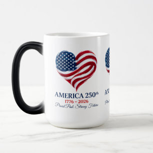 America 250 Flag Heart 1776-2026 Colour Change Mug