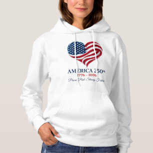 America 250 Flag Heart 1776-2026 Women Hoodie