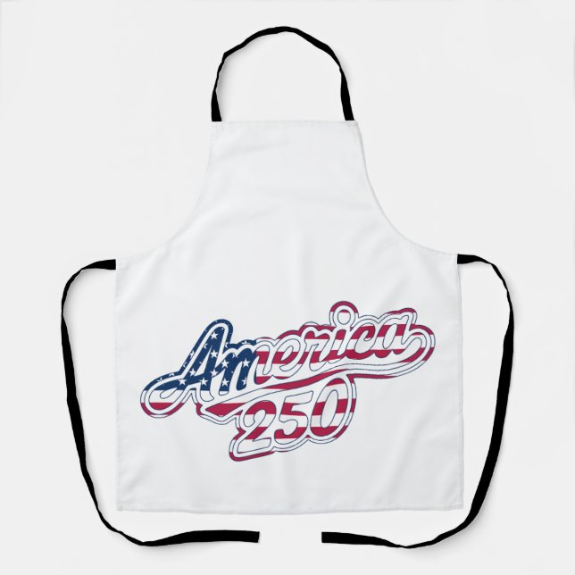 America 250 Flag Script Semiquincentennial Design Apron (Front)