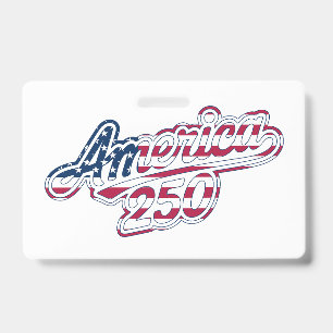 America 250 Flag Script Semiquincentennial Design Badge