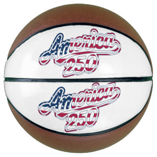 America 250 Flag Script Semiquincentennial Design Basketball