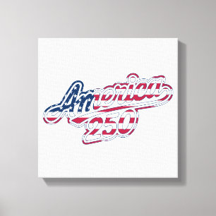 America 250 Flag Script Semiquincentennial Design Canvas Print
