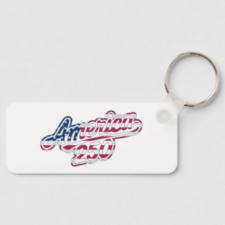 America 250 Flag Script Semiquincentennial Design Keychain