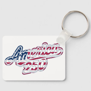 America 250 Flag Script Semiquincentennial Design Keychain
