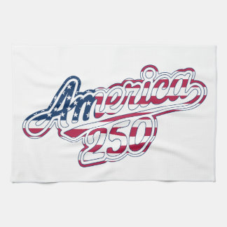 America 250 Flag Script Semiquincentennial Design Kitchen Towel