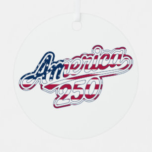 America 250 Flag Script Semiquincentennial Design Metal Ornament
