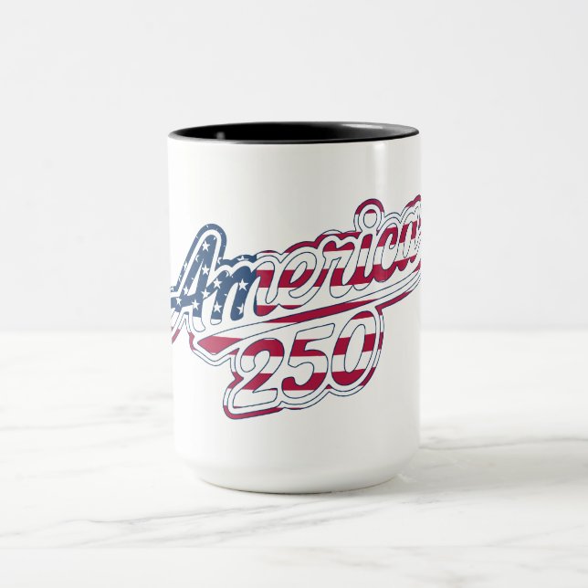 America 250 Flag Script Semiquincentennial Design Mug (Center)