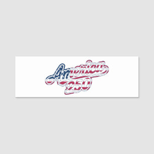 America 250 Flag Script Semiquincentennial Design Name Tag