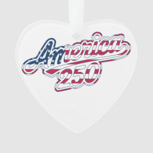 America 250 Flag Script Semiquincentennial Design Ornament