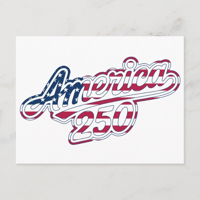 America 250 Flag Script Semiquincentennial Design Postcard (Front)
