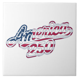America 250 Flag Script Semiquincentennial Design Tile