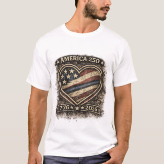 America 250 Heart – 1776–2026 Patriotic USA T-Shirt