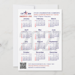 America 250 Patriotic 2027 Calendar Keepsake Card