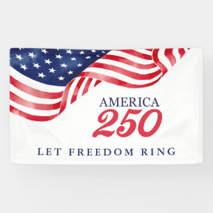 America 250 Patriotic American Flag Banner