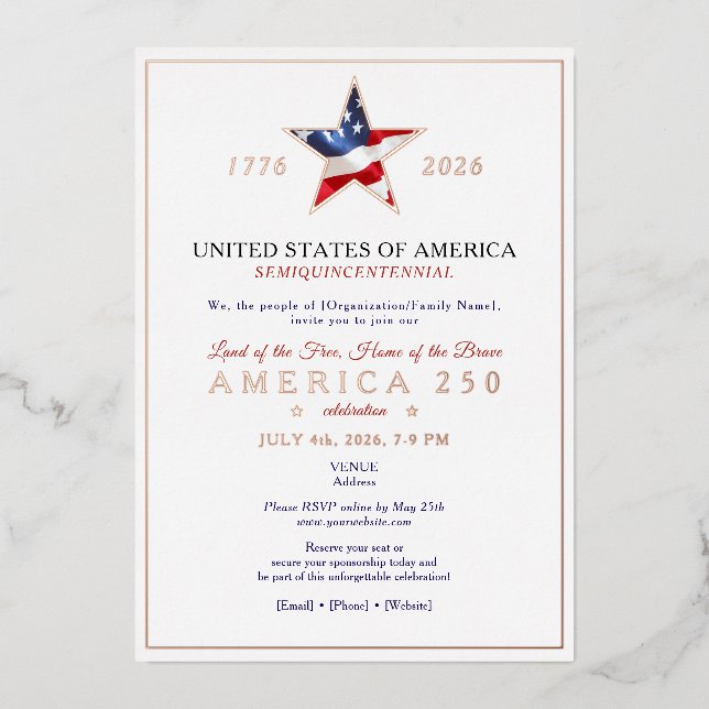 America 250 Patriotic Anniversary Fundraising Gala (Front)