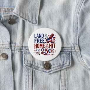 America 250 Patriotic Baseball July 2026 3 Inch Round Button
