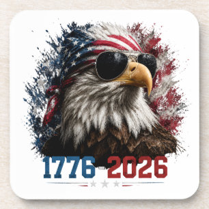 America 250 Patriotic Eagle Flag 1776–2026 Coaster