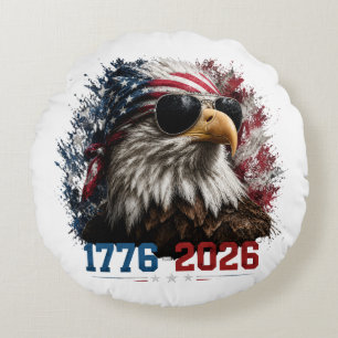 America 250 Patriotic Eagle Flag 1776–2026 Round Pillow