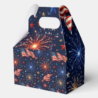 America 250 Patriotic Fireworks Flag Pattern Favor Box