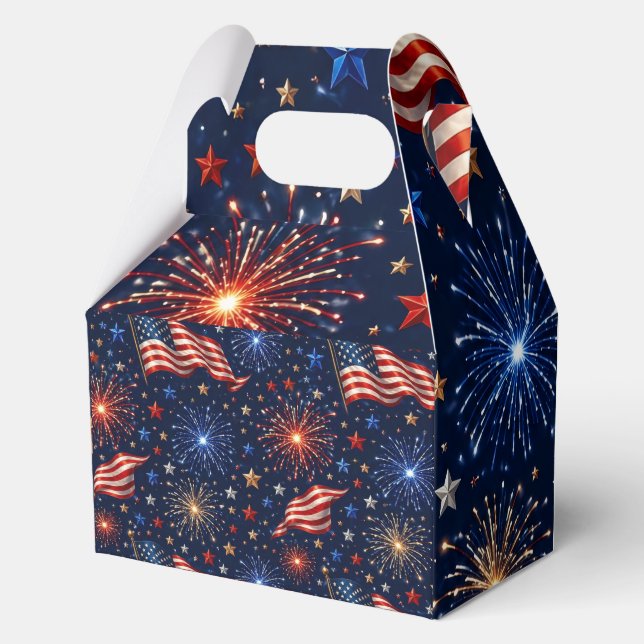 America 250 Patriotic Fireworks Flag Pattern Favor Box (Front)