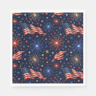 America 250 Patriotic Fireworks Flag Pattern Napkin