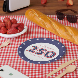 America 250 Patriotic Paper Plate