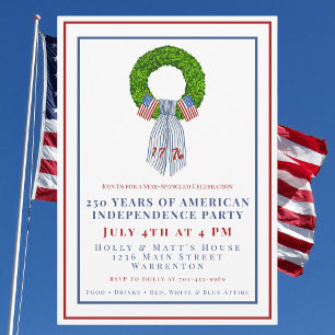 America 250 Patriotic Wreath Grandmillennial 1776 Invitation