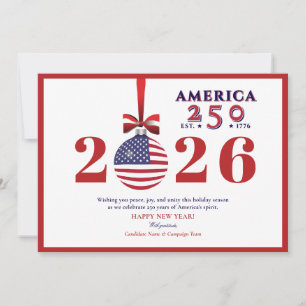 America 250 Red Patriotic Christmas Sponsor Donor Holiday Card