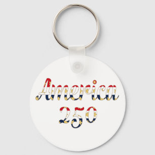 America 250 Red, White Blue Faux Gold Keychain