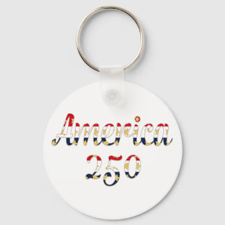 America 250 Red, White Blue Faux Gold Keychain