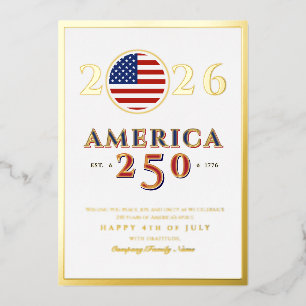 America 250 Semiquincentennial 2026 4th of July Foil Holiday Card
