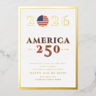 America 250 Semiquincentennial 2026 July 4th Foil Holiday Card
