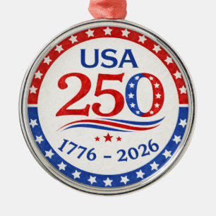 America 250 Semiquincentennial  Keepsake Metal Ornament
