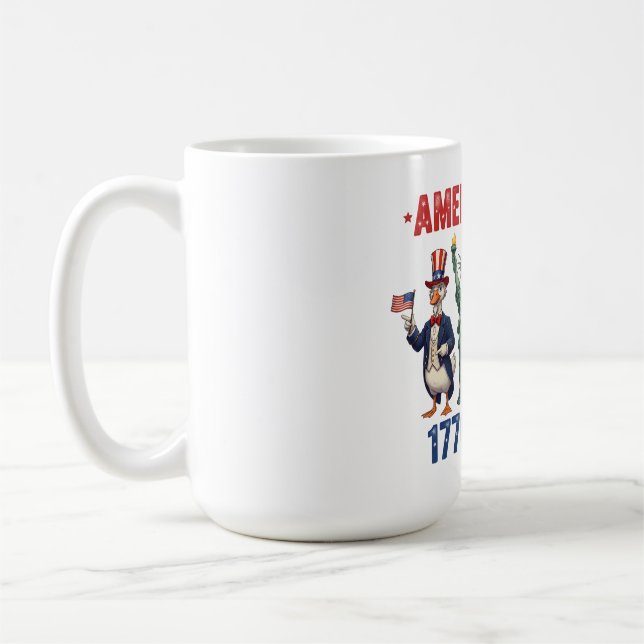 America 250 Silly Geese Funny Patriotic Coffee Mug (Left)
