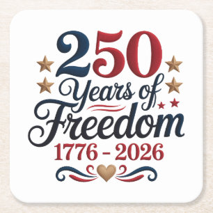 America 250  square paper coaster