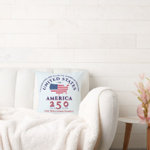 America 250 United States Patriotic Keepsake Gift Throw Pillow