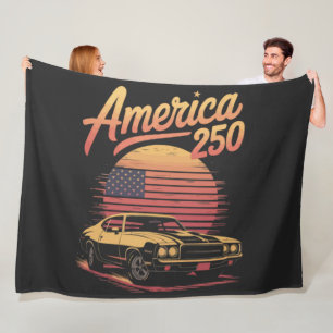 America 250 US Retro Sunset Fleece Blanket