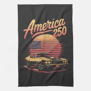 America 250 US Retro Sunset Kitchen Towel