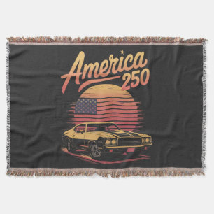 America 250 US Retro Sunset Throw Blanket