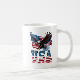 America 250 USA Flag Eagle Freedom Celebration Coffee Mug