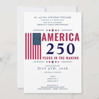 America 250 USA Flag Patriotic 4th of July Formal Invitation