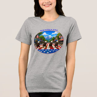 America 250 with Four Bald Eagles on the Road URM Tri-Blend Shirt
